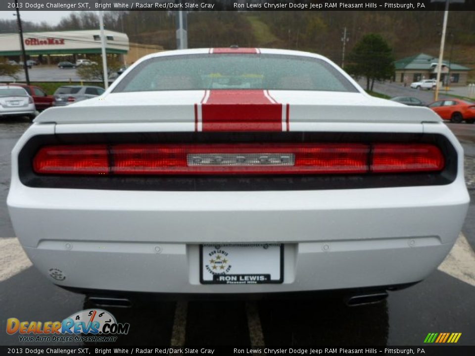 2013 Dodge Challenger SXT Bright White / Radar Red/Dark Slate Gray Photo #4