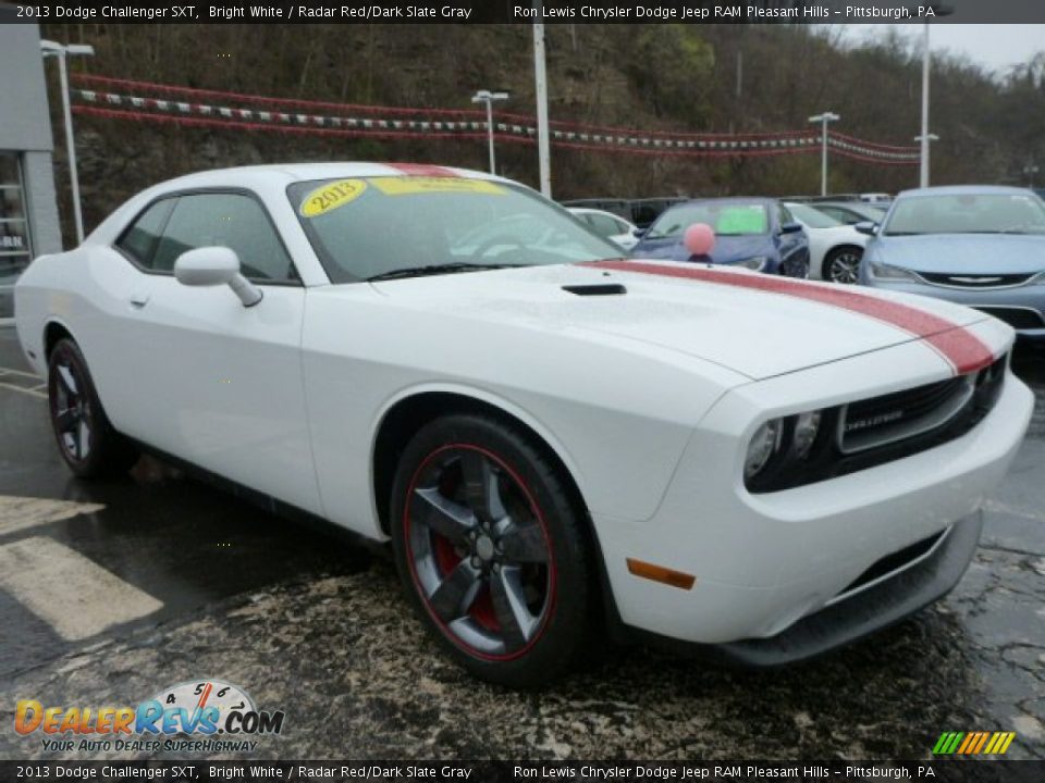 2013 Dodge Challenger SXT Bright White / Radar Red/Dark Slate Gray Photo #6