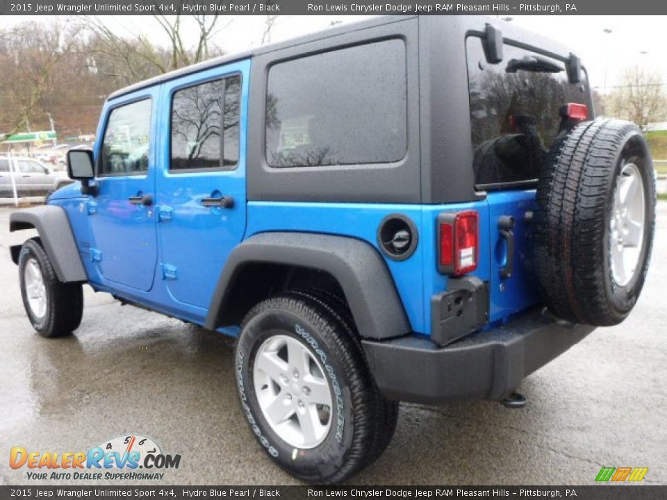 2015 Jeep Wrangler Unlimited Sport 4x4 Hydro Blue Pearl / Black Photo #3