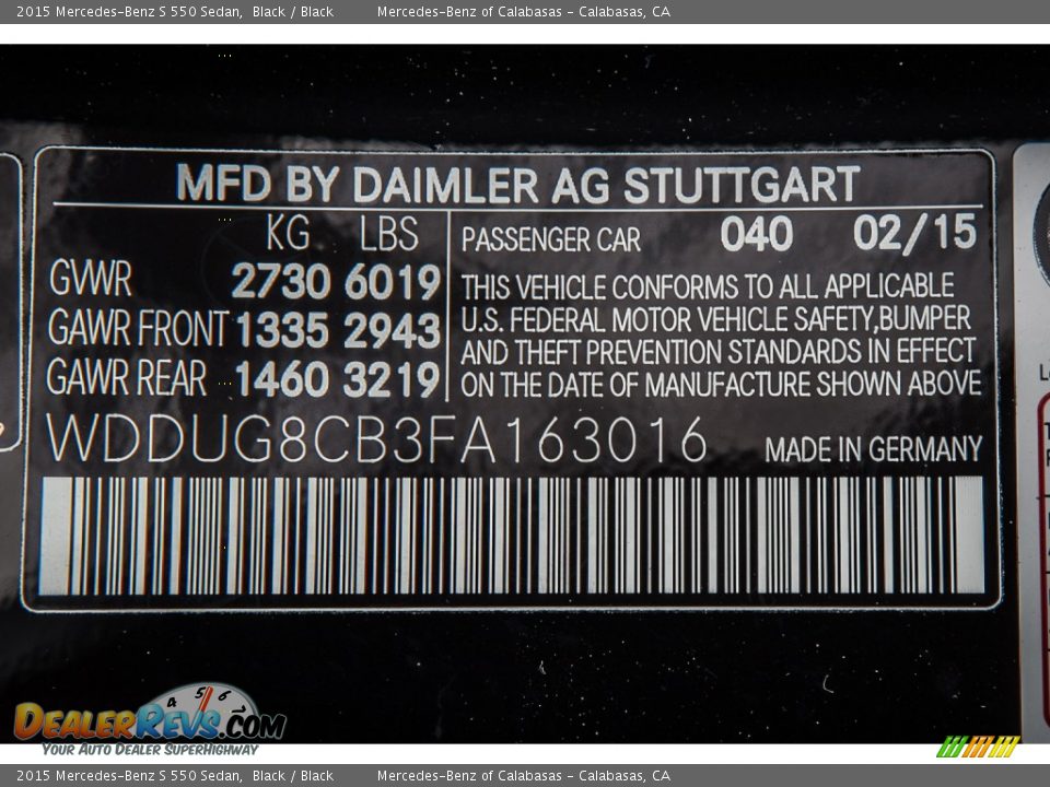 2015 Mercedes-Benz S 550 Sedan Black / Black Photo #7