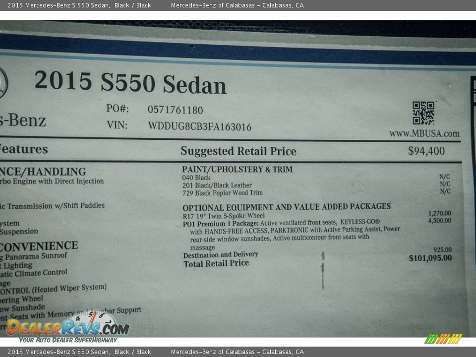 2015 Mercedes-Benz S 550 Sedan Black / Black Photo #11