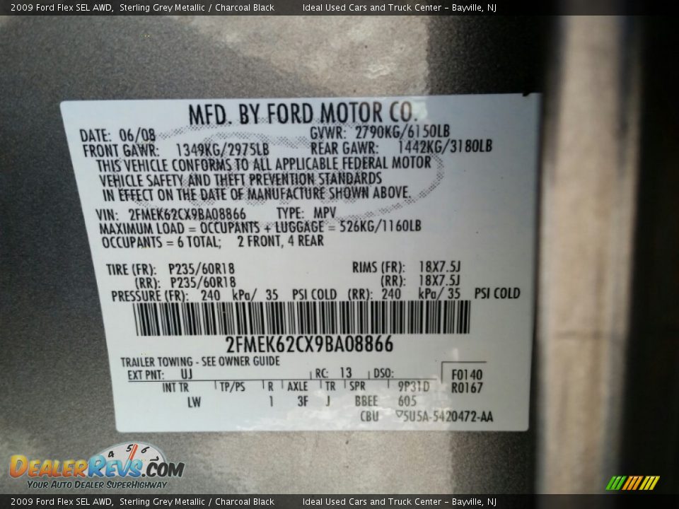 2009 Ford Flex SEL AWD Sterling Grey Metallic / Charcoal Black Photo #18