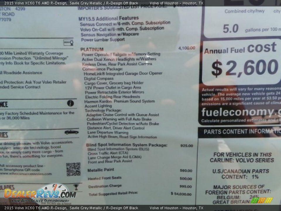 2015 Volvo XC60 T6 AWD R-Design Savile Grey Metallic / R-Design Off Black Photo #32