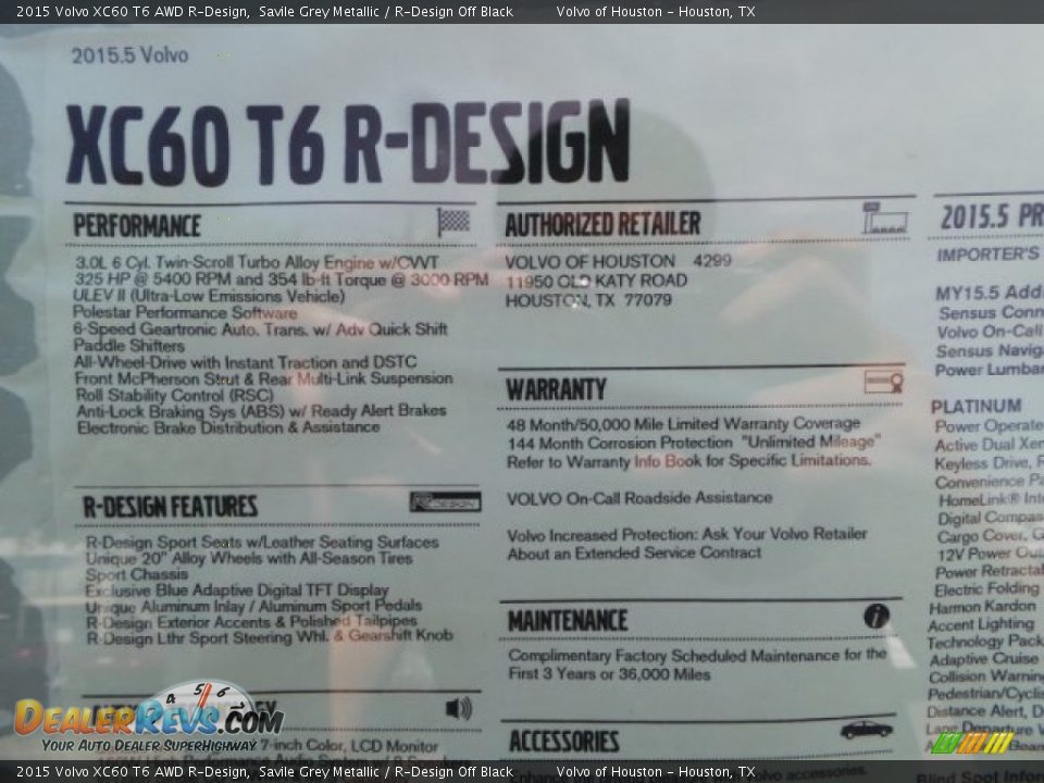 2015 Volvo XC60 T6 AWD R-Design Savile Grey Metallic / R-Design Off Black Photo #33