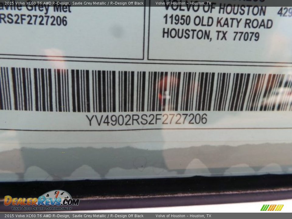 2015 Volvo XC60 T6 AWD R-Design Savile Grey Metallic / R-Design Off Black Photo #35