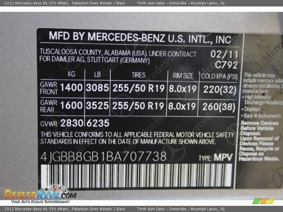 2011 Mercedes-Benz ML 350 4Matic Palladium Silver Metallic / Black Photo #35