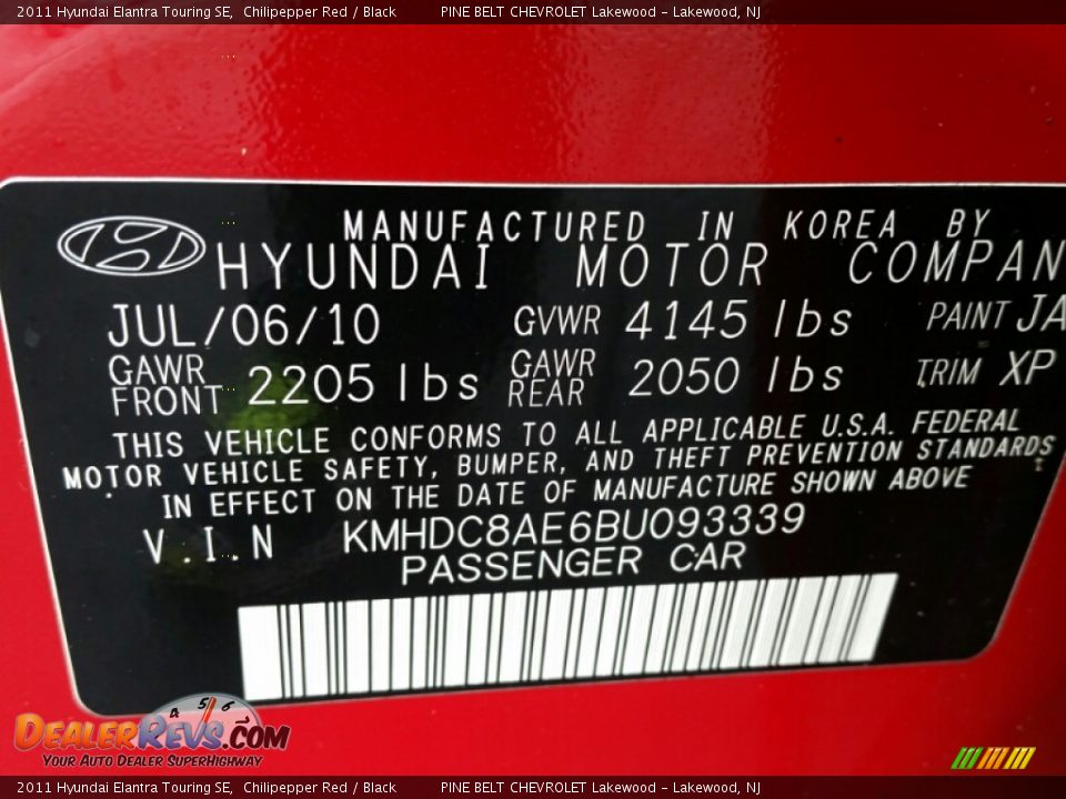 2011 Hyundai Elantra Touring SE Chilipepper Red / Black Photo #20