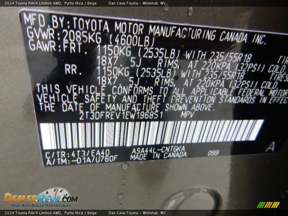 2014 Toyota RAV4 Limited AWD Pyrite Mica / Beige Photo #15