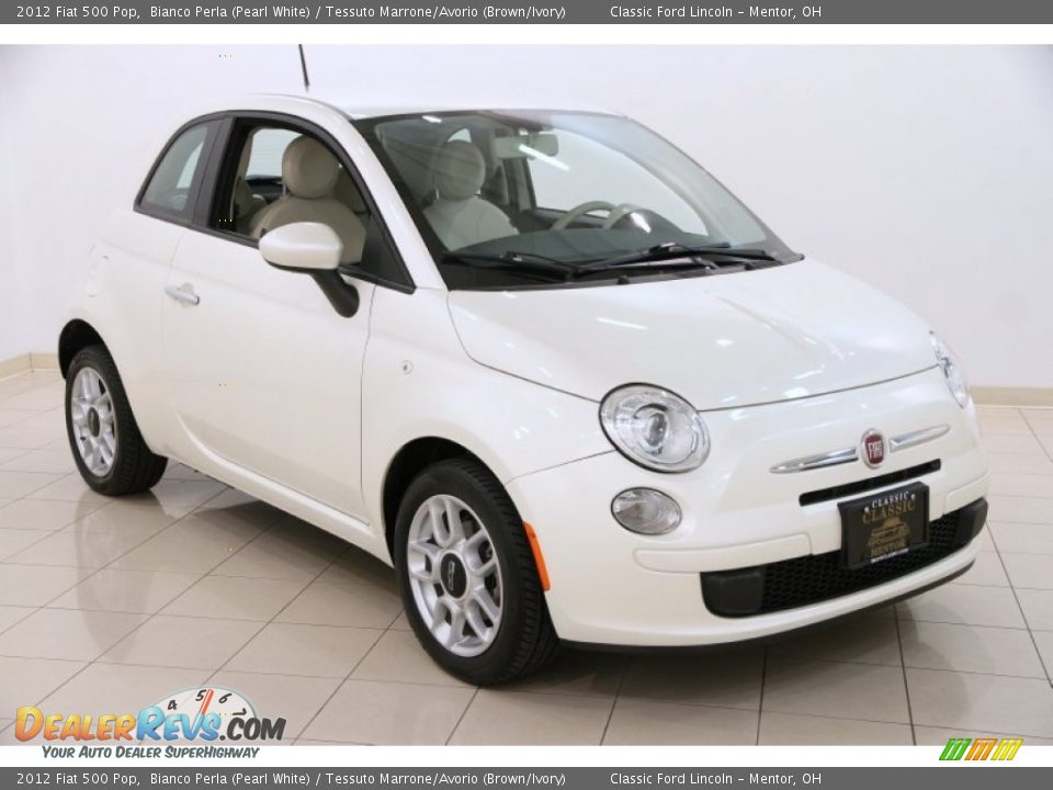 2012 Fiat 500 Pop Bianco Perla (Pearl White) / Tessuto Marrone/Avorio (Brown/Ivory) Photo #1