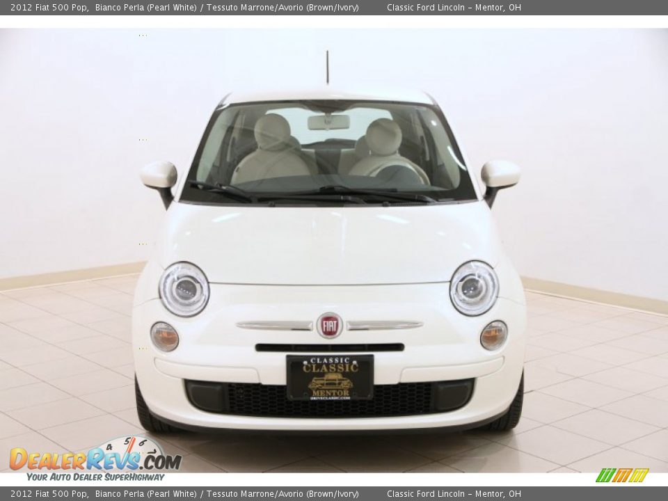 2012 Fiat 500 Pop Bianco Perla (Pearl White) / Tessuto Marrone/Avorio (Brown/Ivory) Photo #2