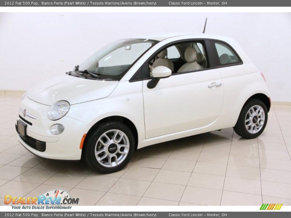2012 Fiat 500 Pop Bianco Perla (Pearl White) / Tessuto Marrone/Avorio (Brown/Ivory) Photo #3