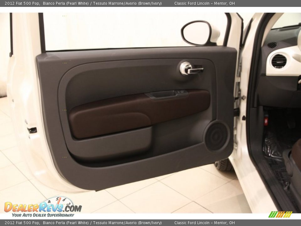 2012 Fiat 500 Pop Bianco Perla (Pearl White) / Tessuto Marrone/Avorio (Brown/Ivory) Photo #4