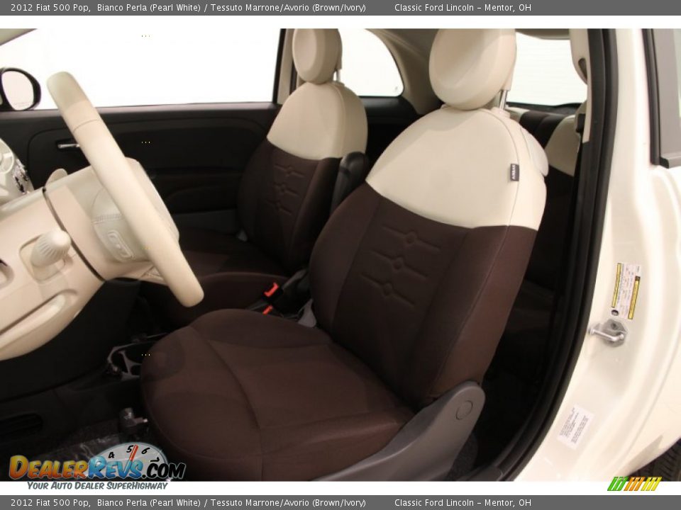 2012 Fiat 500 Pop Bianco Perla (Pearl White) / Tessuto Marrone/Avorio (Brown/Ivory) Photo #5
