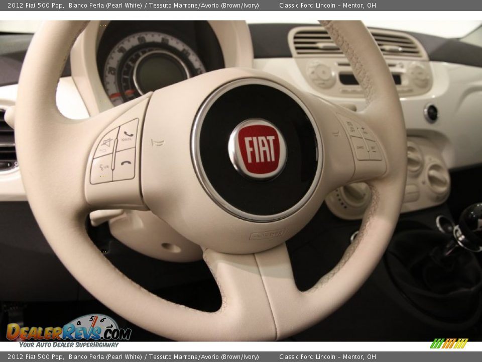 2012 Fiat 500 Pop Bianco Perla (Pearl White) / Tessuto Marrone/Avorio (Brown/Ivory) Photo #6