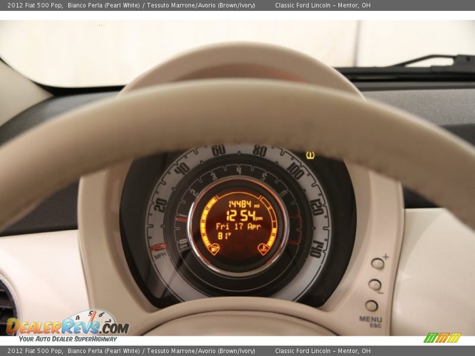 2012 Fiat 500 Pop Bianco Perla (Pearl White) / Tessuto Marrone/Avorio (Brown/Ivory) Photo #7