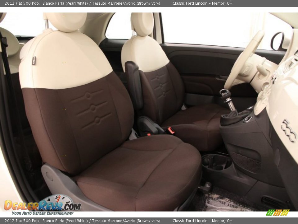 2012 Fiat 500 Pop Bianco Perla (Pearl White) / Tessuto Marrone/Avorio (Brown/Ivory) Photo #11