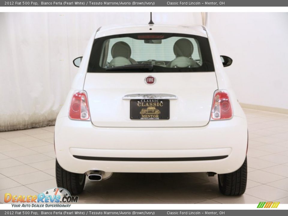 2012 Fiat 500 Pop Bianco Perla (Pearl White) / Tessuto Marrone/Avorio (Brown/Ivory) Photo #14