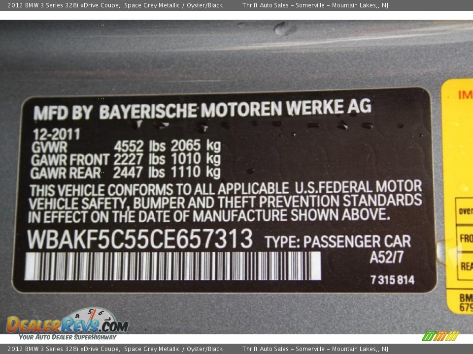 2012 BMW 3 Series 328i xDrive Coupe Space Grey Metallic / Oyster/Black Photo #30