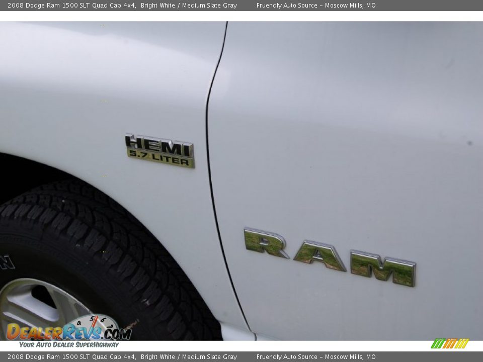 2008 Dodge Ram 1500 SLT Quad Cab 4x4 Bright White / Medium Slate Gray Photo #25