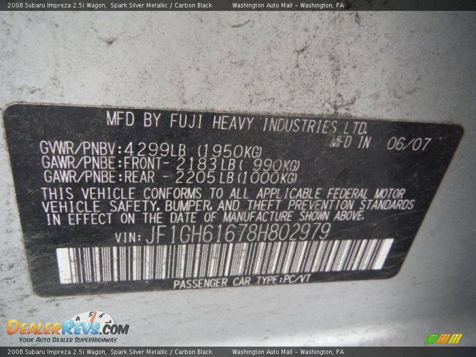 2008 Subaru Impreza 2.5i Wagon Spark Silver Metallic / Carbon Black Photo #19