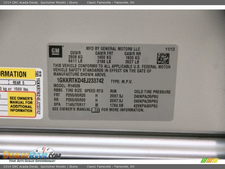 2014 GMC Acadia Denali Quicksilver Metallic / Ebony Photo #16