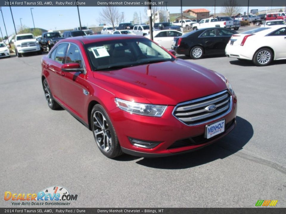 2014 Ford Taurus SEL AWD Ruby Red / Dune Photo #1
