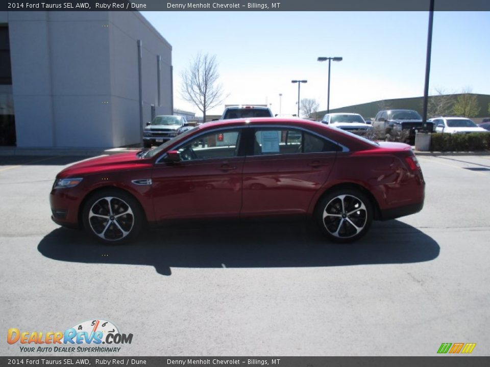 2014 Ford Taurus SEL AWD Ruby Red / Dune Photo #3