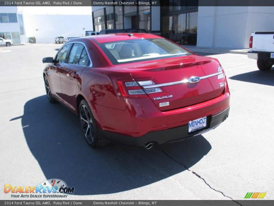 2014 Ford Taurus SEL AWD Ruby Red / Dune Photo #4