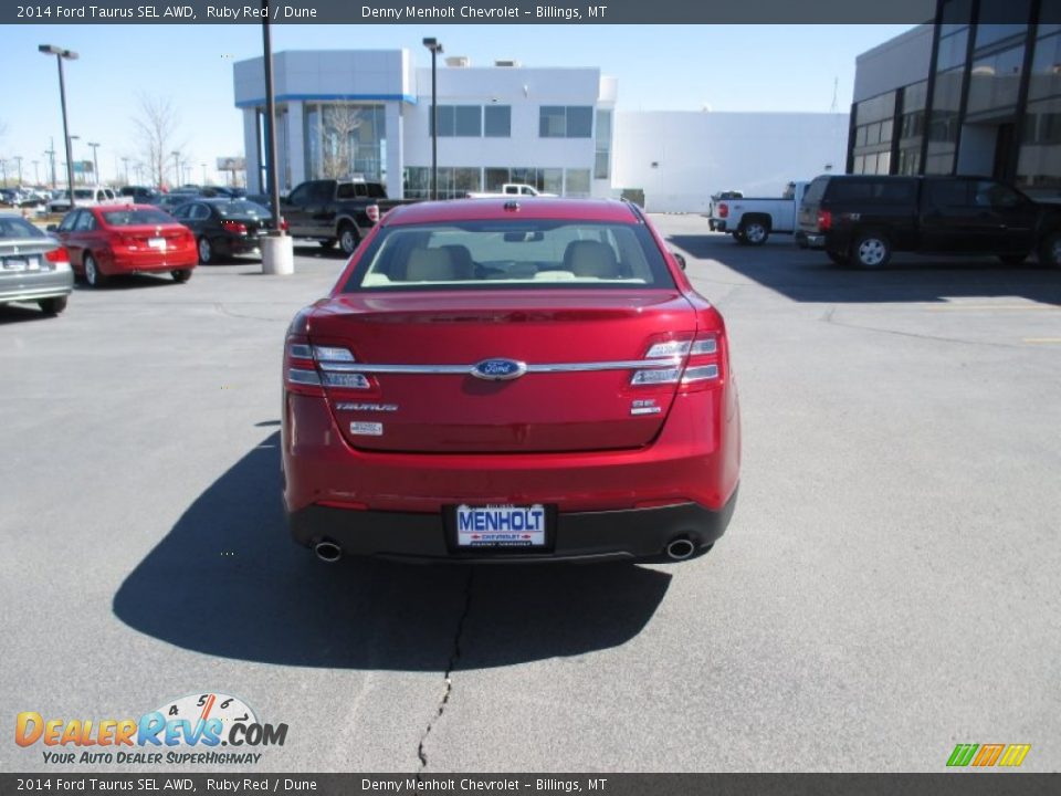 2014 Ford Taurus SEL AWD Ruby Red / Dune Photo #5