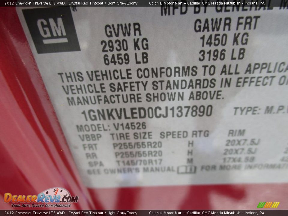 2012 Chevrolet Traverse LTZ AWD Crystal Red Tintcoat / Light Gray/Ebony Photo #19