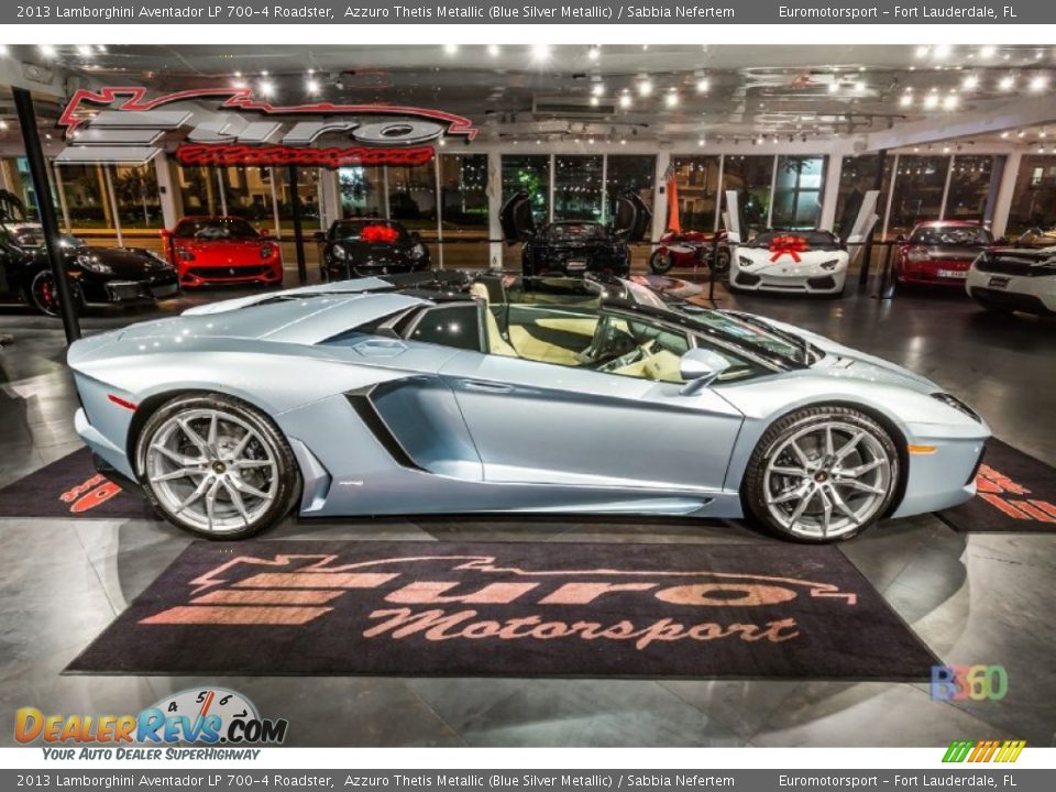 2013 Lamborghini Aventador LP 700-4 Roadster Azzuro Thetis Metallic (Blue Silver Metallic) / Sabbia Nefertem Photo #25