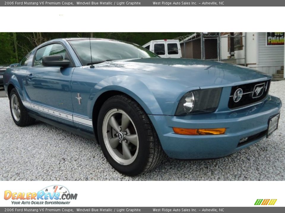 2006 Ford Mustang V6 Premium Coupe Windveil Blue Metallic / Light Graphite Photo #6