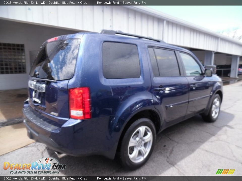 2015 Honda Pilot EX-L 4WD Obsidian Blue Pearl / Gray Photo #3