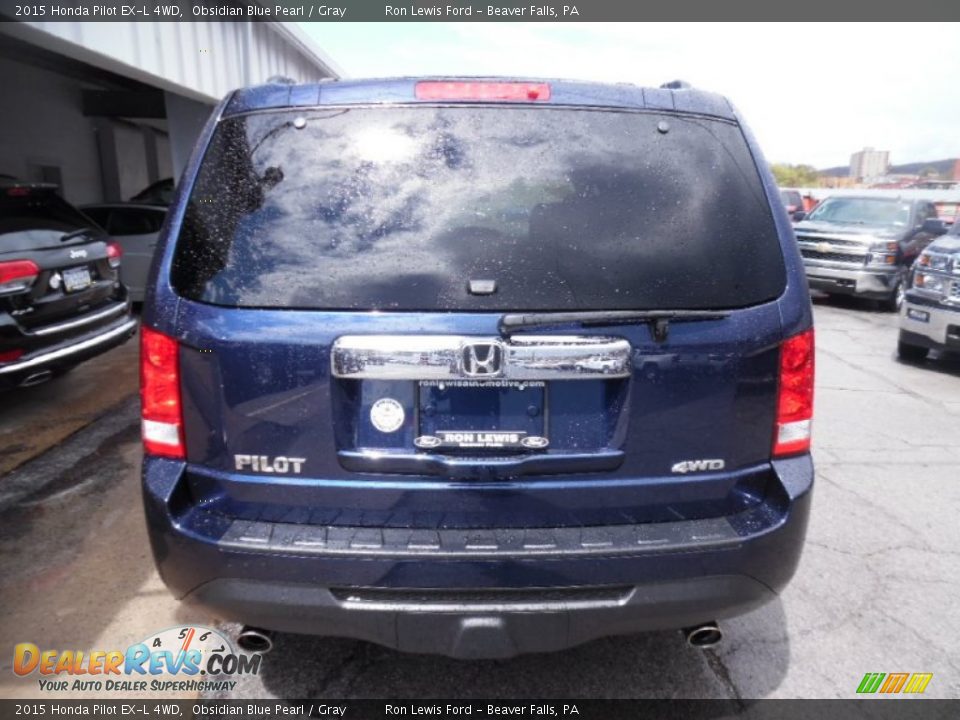 2015 Honda Pilot EX-L 4WD Obsidian Blue Pearl / Gray Photo #4