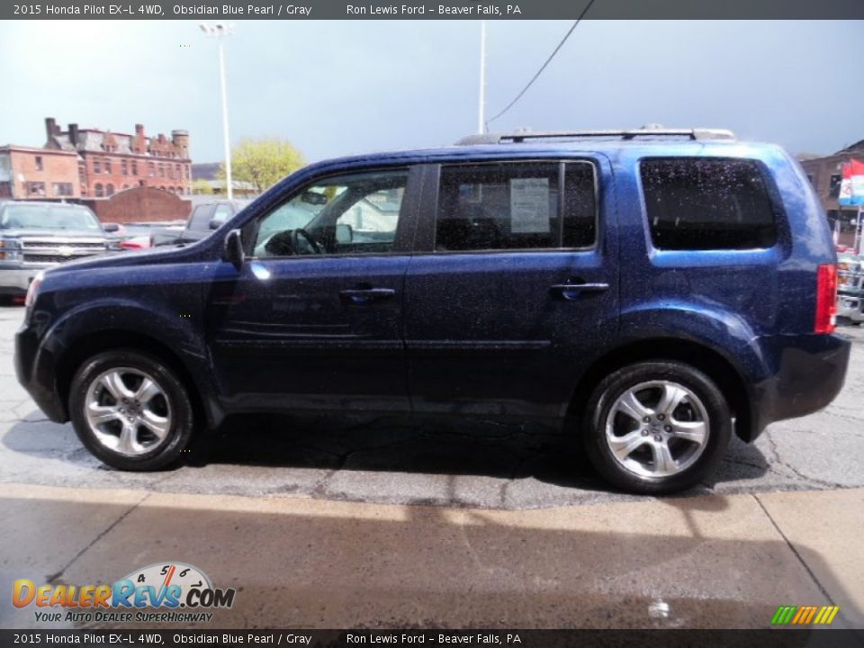 2015 Honda Pilot EX-L 4WD Obsidian Blue Pearl / Gray Photo #7