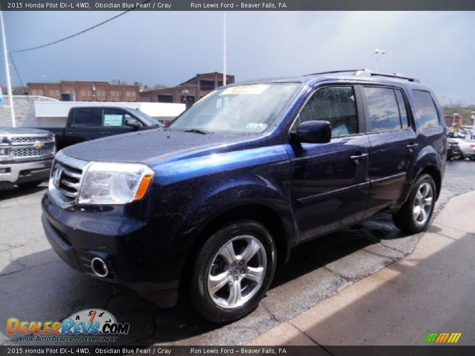 2015 Honda Pilot EX-L 4WD Obsidian Blue Pearl / Gray Photo #8