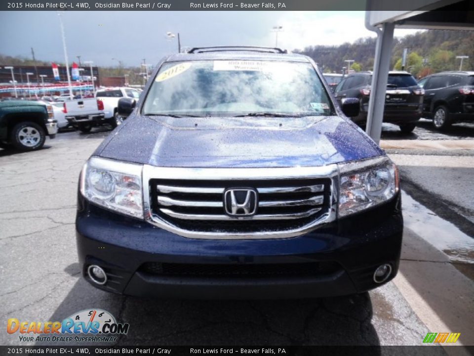 2015 Honda Pilot EX-L 4WD Obsidian Blue Pearl / Gray Photo #9
