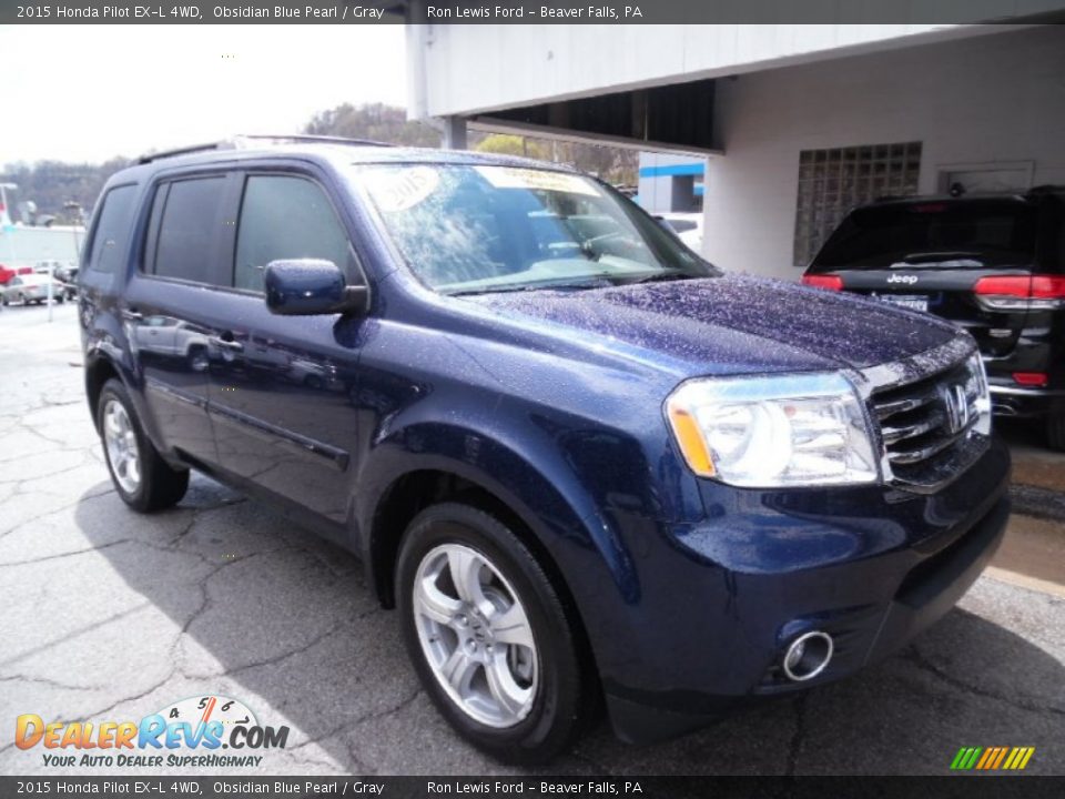 2015 Honda Pilot EX-L 4WD Obsidian Blue Pearl / Gray Photo #10