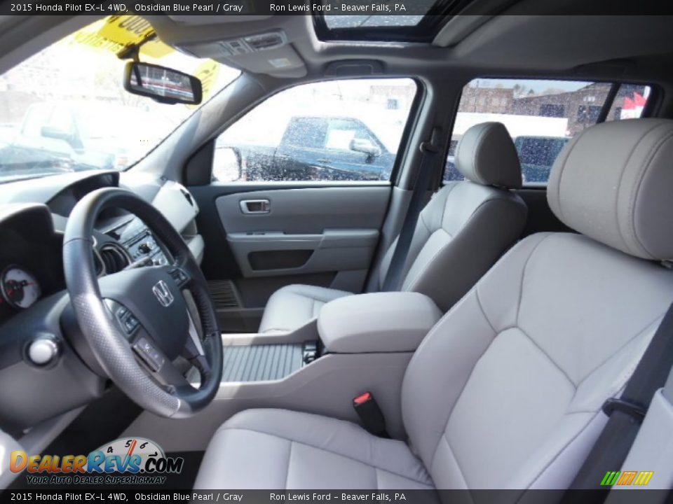 2015 Honda Pilot EX-L 4WD Obsidian Blue Pearl / Gray Photo #12