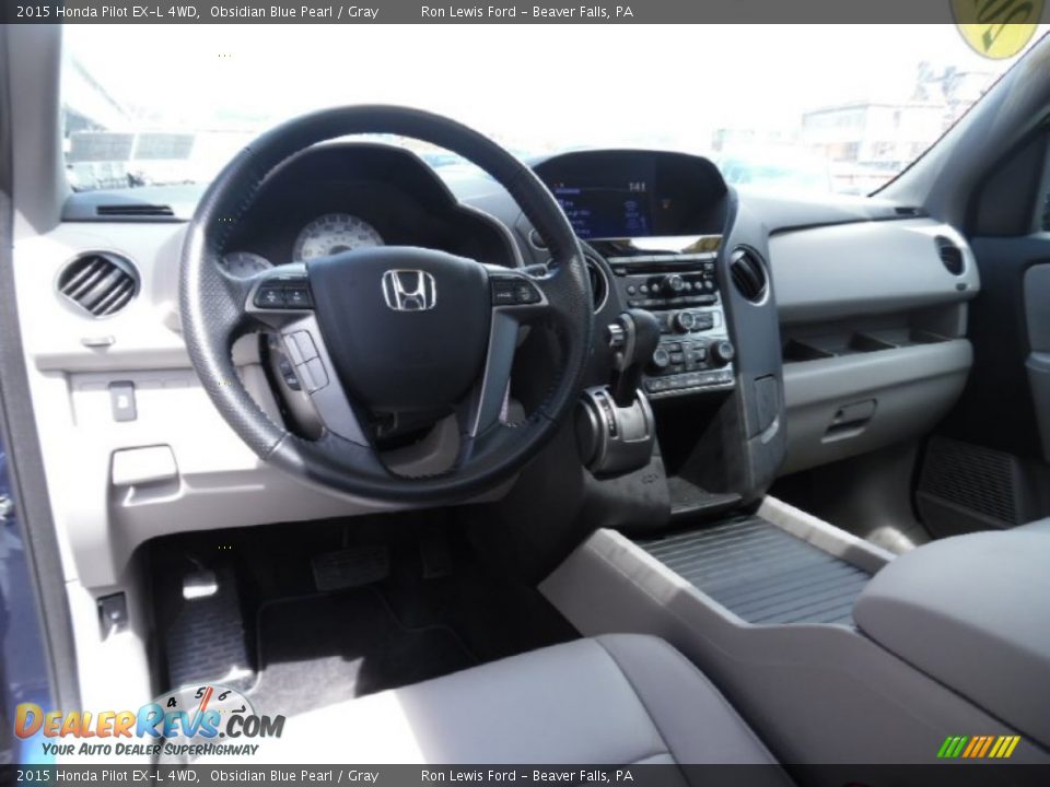 2015 Honda Pilot EX-L 4WD Obsidian Blue Pearl / Gray Photo #14