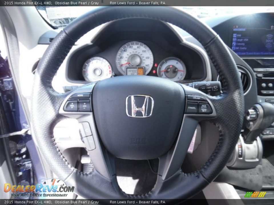 2015 Honda Pilot EX-L 4WD Obsidian Blue Pearl / Gray Photo #18