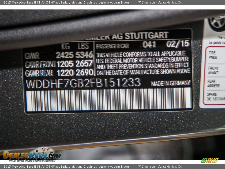 2015 Mercedes-Benz E 63 AMG S 4Matic Sedan designo Graphite / designo Auburn Brown Photo #7