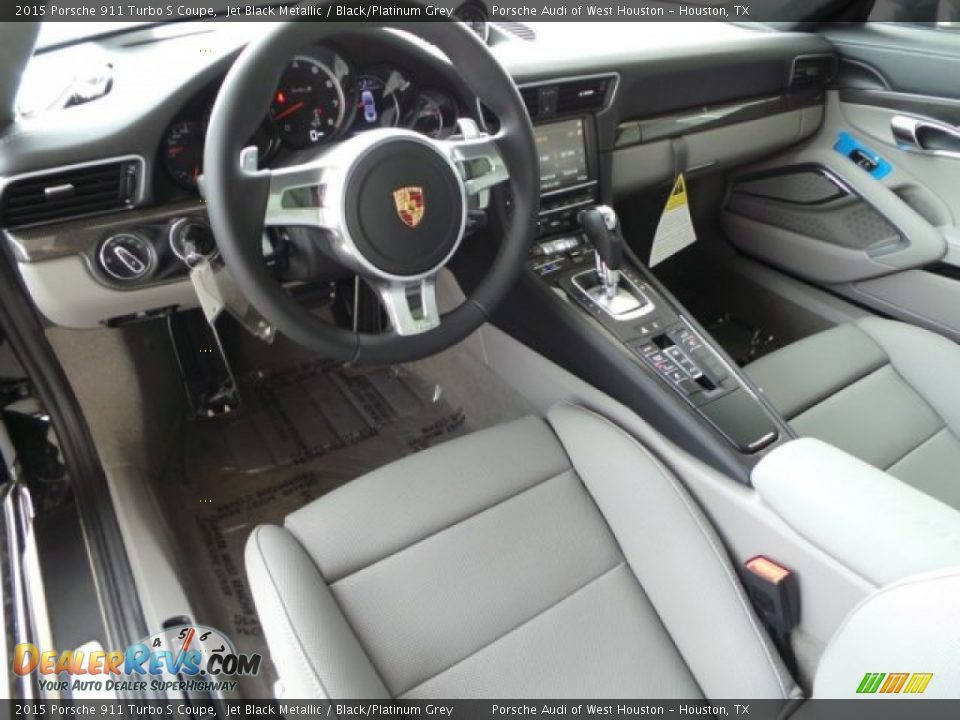 Black/Platinum Grey Interior - 2015 Porsche 911 Turbo S Coupe Photo #11