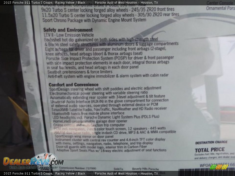 2015 Porsche 911 Turbo S Coupe Window Sticker Photo #29