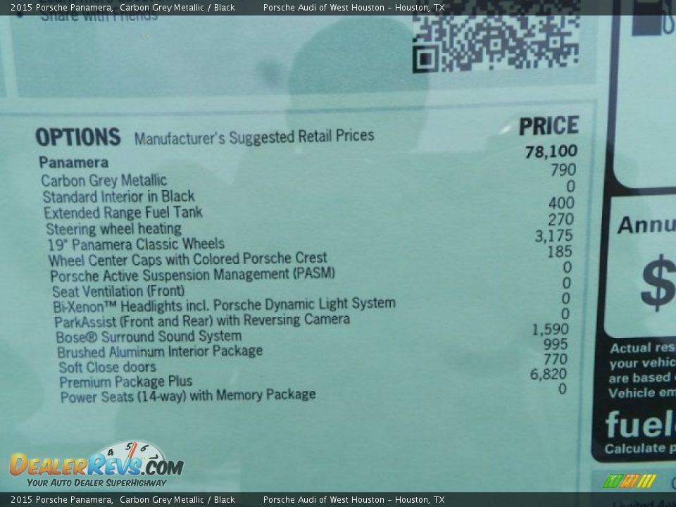 2015 Porsche Panamera Carbon Grey Metallic / Black Photo #33