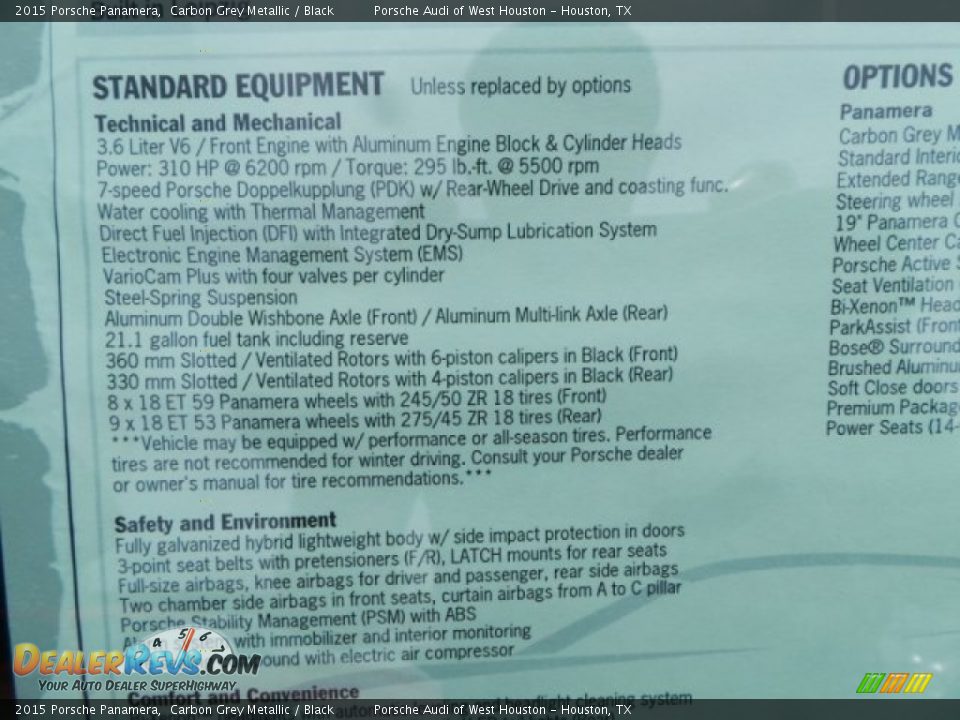 2015 Porsche Panamera Carbon Grey Metallic / Black Photo #34
