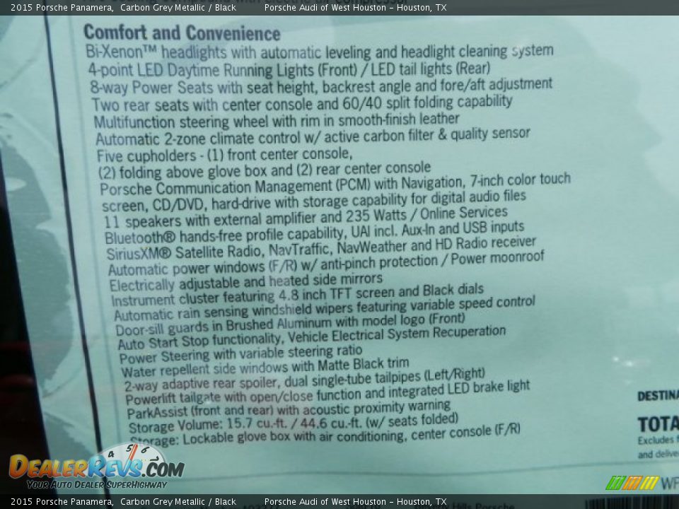 2015 Porsche Panamera Carbon Grey Metallic / Black Photo #35
