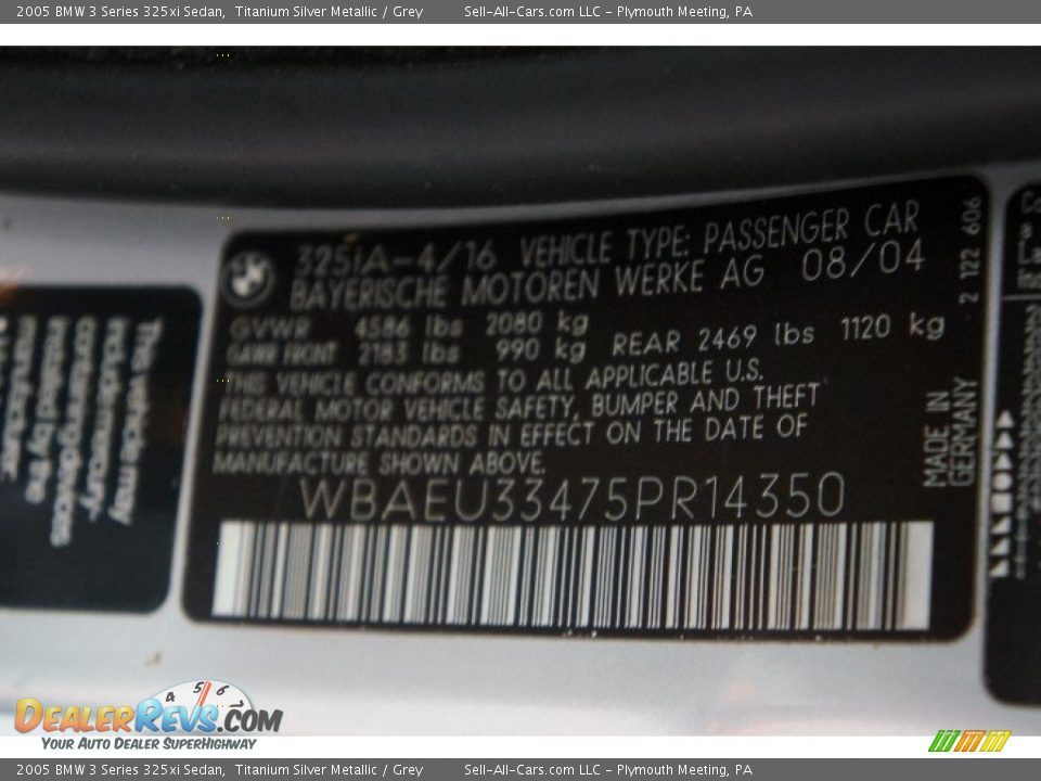 2005 BMW 3 Series 325xi Sedan Titanium Silver Metallic / Grey Photo #13