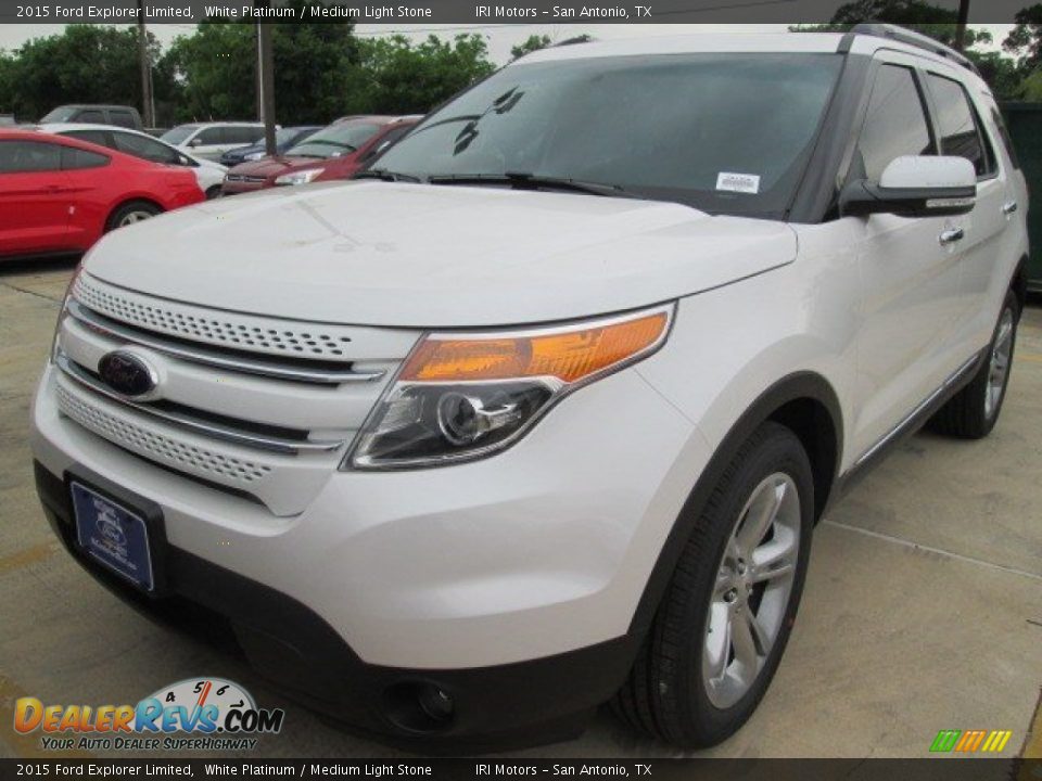 2015 Ford Explorer Limited White Platinum / Medium Light Stone Photo #7