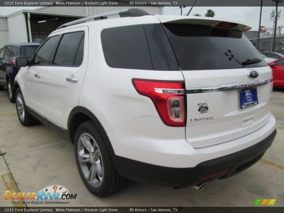 2015 Ford Explorer Limited White Platinum / Medium Light Stone Photo #10